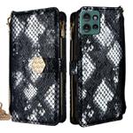 For Motorola Edge 50 5G Crossbody Handle Snake Texture Leather Phone Case(Black)