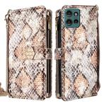 For Motorola Edge 50 5G Crossbody Handle Snake Texture Leather Phone Case(White)