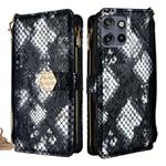 For Motorola Edge 50 Neo Crossbody Handle Snake Texture Leather Phone Case(Black)