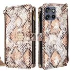 For Motorola Edge 50 Neo Crossbody Handle Snake Texture Leather Phone Case(White)