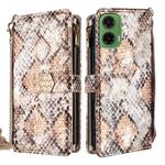 For Motorola Moto G35 5G Crossbody Handle Snake Texture Leather Phone Case(White)