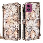 For Motorola Moto G55 5G Crossbody Handle Snake Texture Leather Phone Case(White)