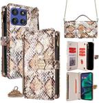 For Motorola Moto G Stylus 5G 2025 Crossbody Handle Snake Texture Leather Phone Case(White)