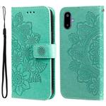 For Samsung Galaxy F06 5G / M06 5G Seven-petal Flowers Embossing Leather Phone Case(Green)