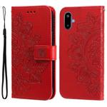 For Samsung Galaxy F06 5G / M06 5G Seven-petal Flowers Embossing Leather Phone Case(Red)