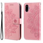 For Samsung Galaxy F06 5G / M06 5G Seven-petal Flowers Embossing Leather Phone Case(Rose Gold)