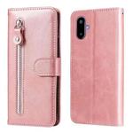For Samsung Galaxy F06 5G / M06 5G Fashion Calf Texture Zipper Leather Phone Case(Rose Gold)