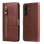 For Samsung Galaxy F16 5G / M16 5G Fashion Calf Texture Zipper Leather Phone Case(Brown)