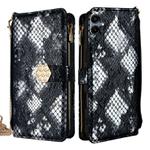For Samsung Galaxy A06 Crossbody Handle Snake Texture Leather Phone Case(Black)