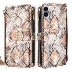 For Samsung Galaxy A06 Crossbody Handle Snake Texture Leather Phone Case(White)