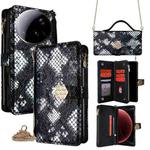 For Xiaomi 15 Ultra Crossbody Handle Snake Texture Leather Phone Case(Black)