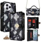 For Xiaomi Civi 5 Pro 5G Crossbody Handle Snake Texture Leather Phone Case(Black)