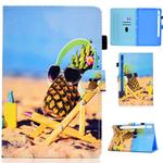 For Samsung Galaxy Tab S7 T870 Colored Drawing Horizontal Flip Leather Case with Holder & Card Slots & Pen Slot & Sleep / Wake-up Function(Pineapple)