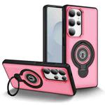 For Samsung Galaxy S25 Ultra 5G Ring Holder Magnetic Phone Case(Bright Pink)