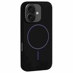For iPhone 16 Large Hole Camera MagSafe Liquid Silicone Full Coverage Phone Case(Black)