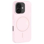 For iPhone 16 Large Hole Camera MagSafe Liquid Silicone Full Coverage Phone Case(Pink White)