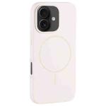 For iPhone 16 Large Hole Camera MagSafe Liquid Silicone Full Coverage Phone Case(Antique White)