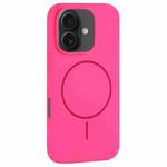 For iPhone 16 Large Hole Camera MagSafe Liquid Silicone Full Coverage Phone Case(Rose Red)