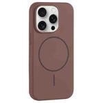 For iPhone 15 Pro Max Large Hole Camera MagSafe Liquid Silicone Full Coverage Phone Case(Brown)