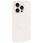 For iPhone 15 Pro Max Large Hole Camera MagSafe Liquid Silicone Full Coverage Phone Case(Antique White)