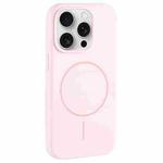 For iPhone 15 Pro Large Hole Camera MagSafe Liquid Silicone Full Coverage Phone Case(Pink White)