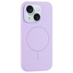For iPhone 15 Plus Large Hole Camera MagSafe Liquid Silicone Full Coverage Phone Case(Purple)