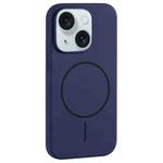 For iPhone 15 Plus Large Hole Camera MagSafe Liquid Silicone Full Coverage Phone Case(Royal Blue)
