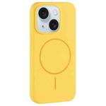 For iPhone 15 Plus Large Hole Camera MagSafe Liquid Silicone Full Coverage Phone Case(Creamy)