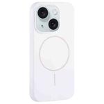 For iPhone 15 Large Hole Camera MagSafe Liquid Silicone Full Coverage Phone Case(White)