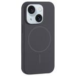 For iPhone 15 Large Hole Camera MagSafe Liquid Silicone Full Coverage Phone Case(Carbon Gray Black)