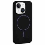 For iPhone 14 Plus Large Hole Camera MagSafe Liquid Silicone Full Coverage Phone Case(Black)