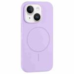 For iPhone 14 Plus Large Hole Camera MagSafe Liquid Silicone Full Coverage Phone Case(Purple)