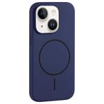 For iPhone 14 Plus Large Hole Camera MagSafe Liquid Silicone Full Coverage Phone Case(Royal Blue)