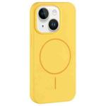For iPhone 14 Plus Large Hole Camera MagSafe Liquid Silicone Full Coverage Phone Case(Creamy)