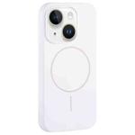 For iPhone 14 Large Hole Camera MagSafe Liquid Silicone Full Coverage Phone Case(White)