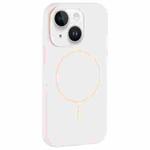 For iPhone 14 Large Hole Camera MagSafe Liquid Silicone Full Coverage Phone Case(Antique White)