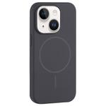 For iPhone 14 Large Hole Camera MagSafe Liquid Silicone Full Coverage Phone Case(Carbon Gray Black)