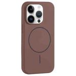 For iPhone 14 Pro Large Hole Camera MagSafe Liquid Silicone Full Coverage Phone Case(Brown)