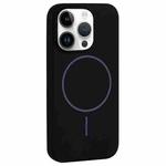 For iPhone 14 Pro Max Large Hole Camera MagSafe Liquid Silicone Full Coverage Phone Case(Black)