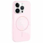 For iPhone 14 Pro Max Large Hole Camera MagSafe Liquid Silicone Full Coverage Phone Case(Pink White)