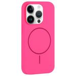 For iPhone 14 Pro Max Large Hole Camera MagSafe Liquid Silicone Full Coverage Phone Case(Rose Red)