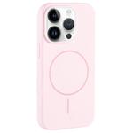 For iPhone 13 Pro Large Hole Camera MagSafe Liquid Silicone Full Coverage Phone Case(Pink White)