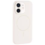 For iPhone 12 Large Hole Camera MagSafe Liquid Silicone Full Coverage Phone Case(Antique White)