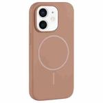 For iPhone 12 Large Hole Camera MagSafe Liquid Silicone Full Coverage Phone Case(Gold)
