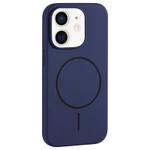 For iPhone 12 Large Hole Camera MagSafe Liquid Silicone Full Coverage Phone Case(Royal Blue)