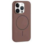 For iPhone 12 Pro Max Large Hole Camera MagSafe Liquid Silicone Full Coverage Phone Case(Brown)