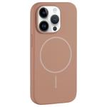For iPhone 12 Pro Max Large Hole Camera MagSafe Liquid Silicone Full Coverage Phone Case(Gold)