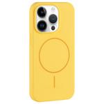 For iPhone 12 Pro Max Large Hole Camera MagSafe Liquid Silicone Full Coverage Phone Case(Creamy)