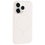 For iPhone 11 Pro Max Large Hole Camera MagSafe Liquid Silicone Full Coverage Phone Case(Antique White)