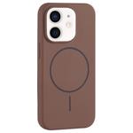 For iPhone 11 Large Hole Camera MagSafe Liquid Silicone Full Coverage Phone Case(Brown)